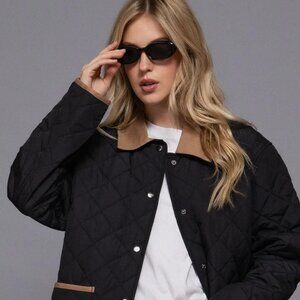 Women's Black Barn Jacket with Brown Details